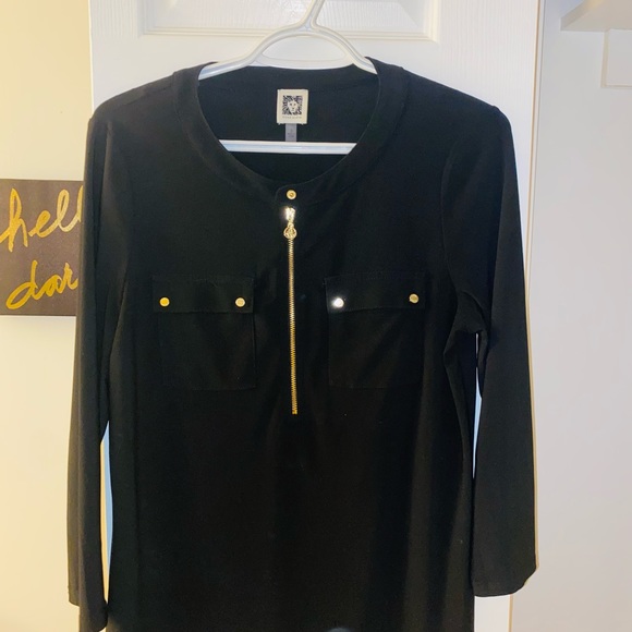 Anne Klein Blouse w/ Gold Zip - Picture 1 of 1